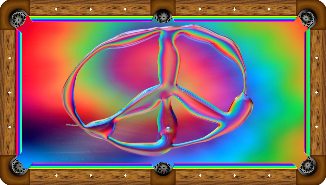 Rainbow Peace Sign Custom Pool Table Felt