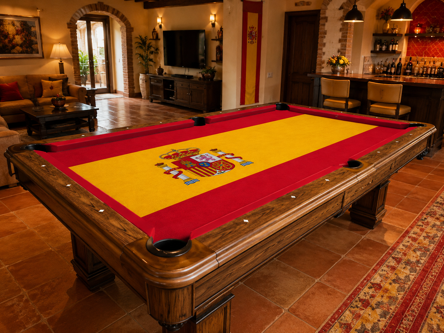 Spain Print Custom Pool Table Felt Any Design 7ft 8ft 9ft Billiard Cloth