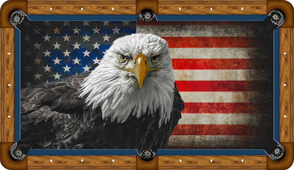 American Flag with Eagle Custom Pool Table Felt