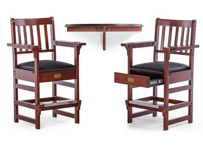 Spencer Marston Half-Moon Deluxe Plus Table and 2-Chair Set - Pecan