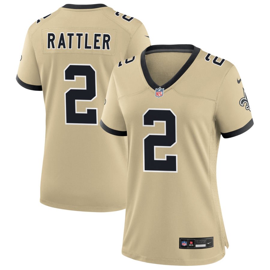 Spencer Rattler Women's Nike  Gold New Orleans Saints Gameday Golds Alternate Custom Game Jersey