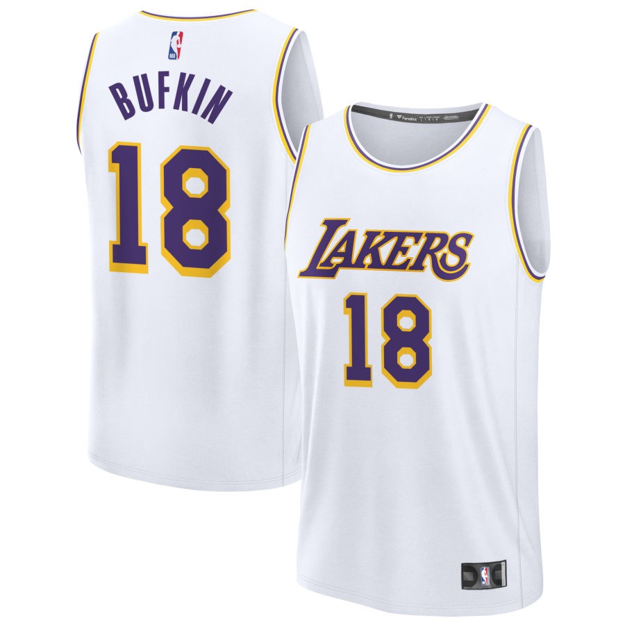 Kobe Bufkin Men's Fanatics White Los Angeles Lakers Fast Break Custom Replica Jersey - Association Edition