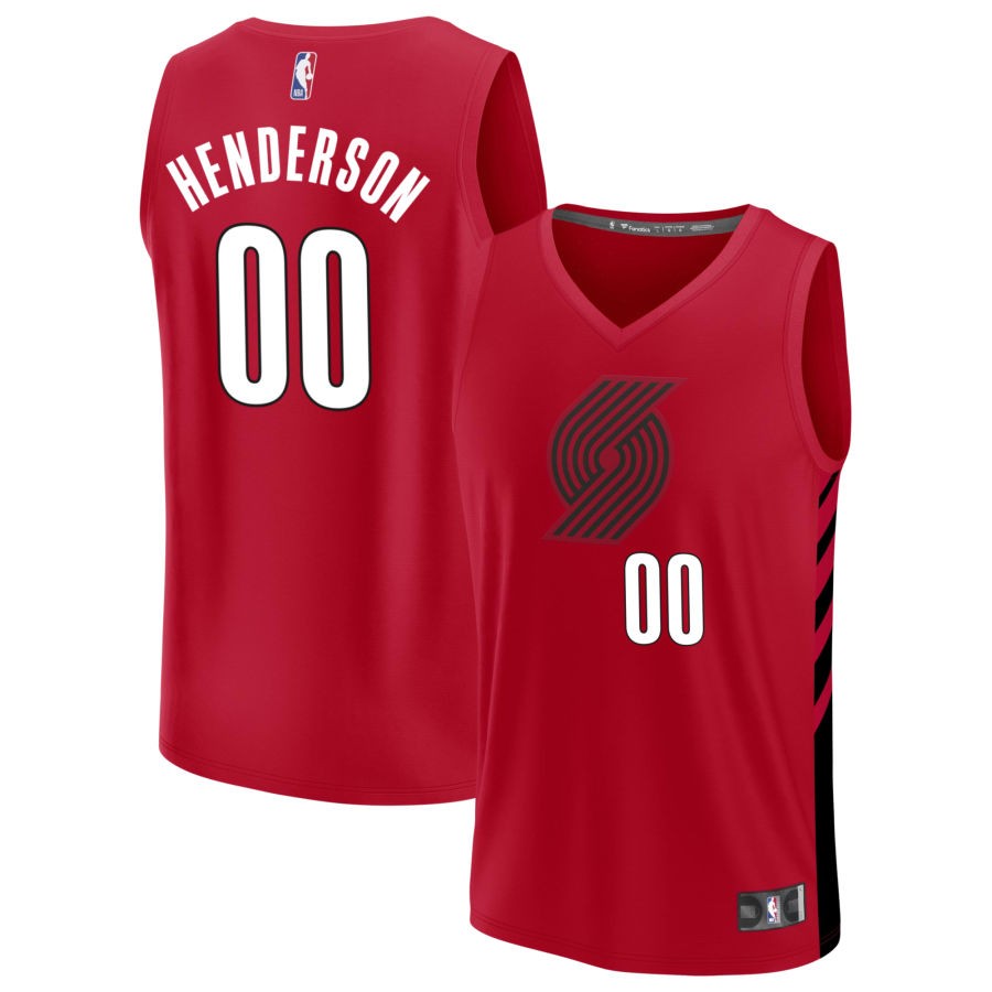 Scoot Henderson Men's Fanatics  Red Portland Trail Blazers  Fast Break Custom Replica Jersey - Statement Edition