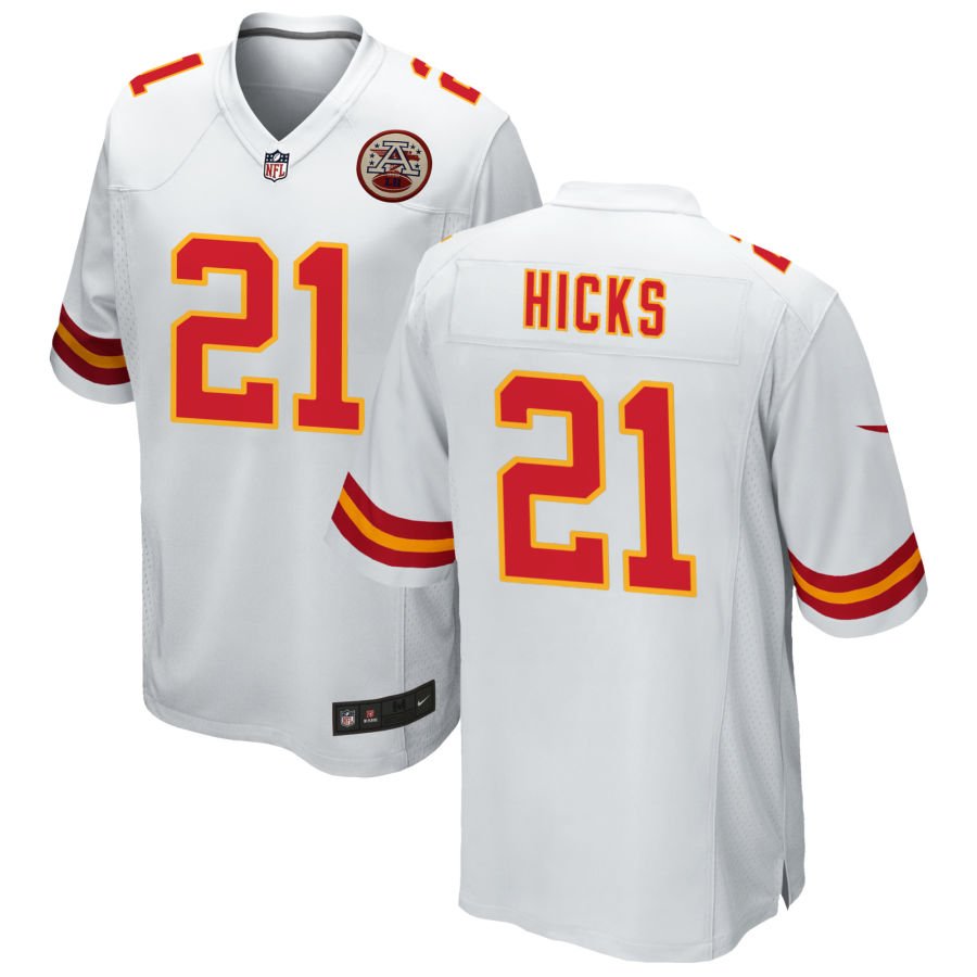 Jaden Hicks Men's Nike White Kansas City Chiefs Custom Game Jersey