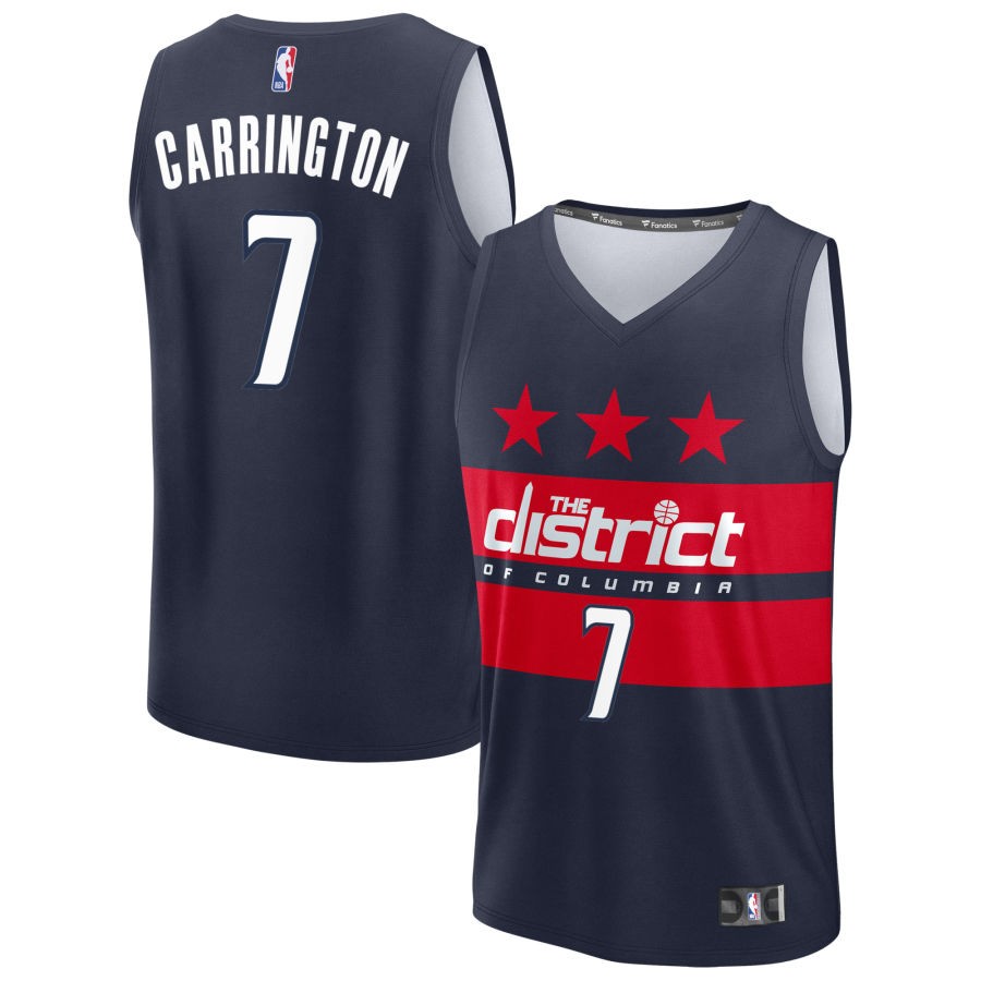 Bub Carrington Youth Fanatics Navy Washington Wizards Fast Break Custom Replica Jersey - Statement Edition