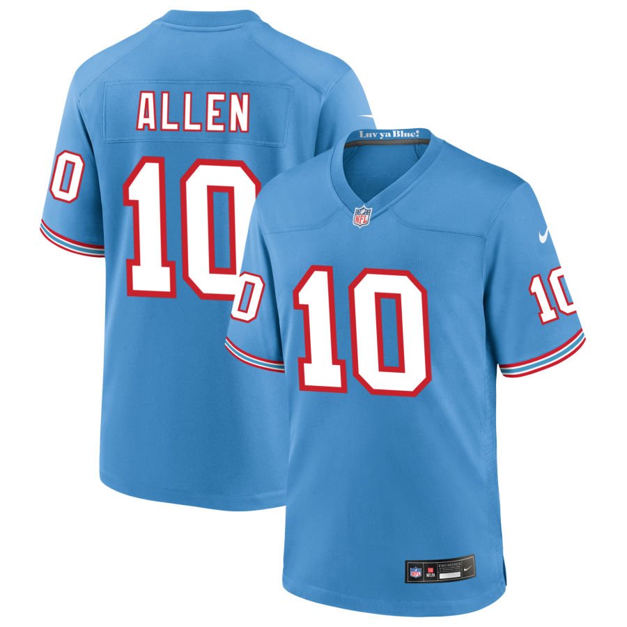 Brandon Allen Men's Nike Light Blue Tennessee Titans Oilers Throwback Custom Game Jersey