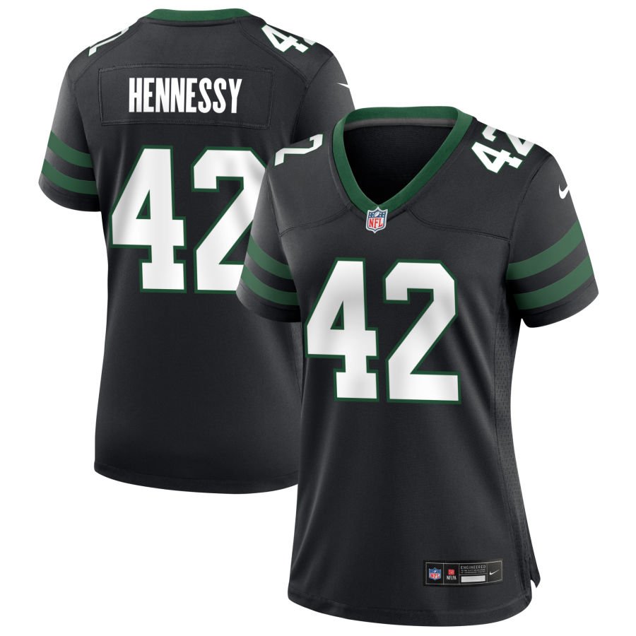 Thomas Hennessy Women's Nike  Legacy Black New York Jets Alternate Custom Game Jersey