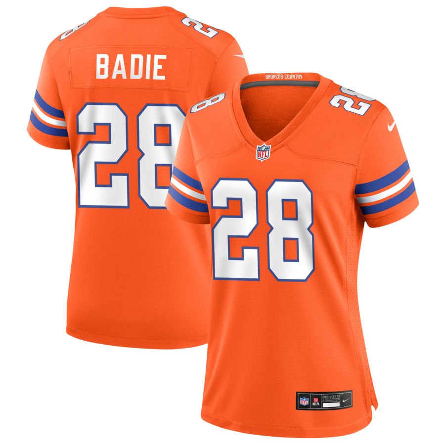 Tyler Badie Women's Nike Orange Denver Broncos Mile High Collection 1977 Throwback Custom Game Jersey