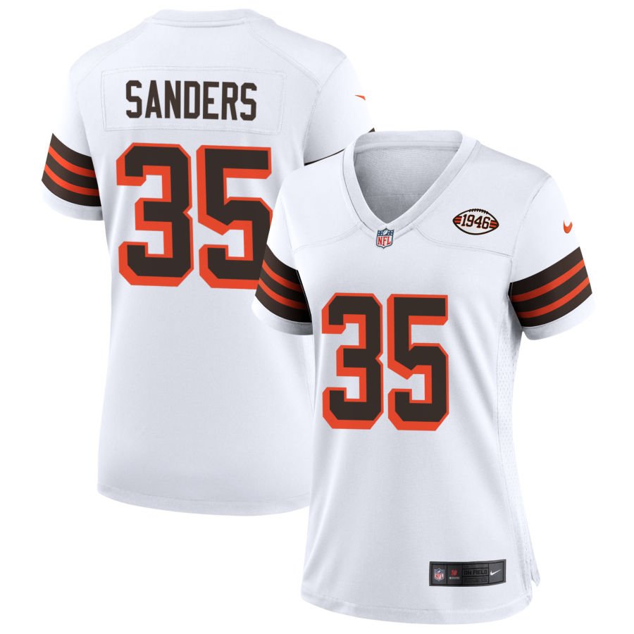 Raheim Sanders Women's Nike White Cleveland Browns 1946 Collection Alternate Custom Jersey