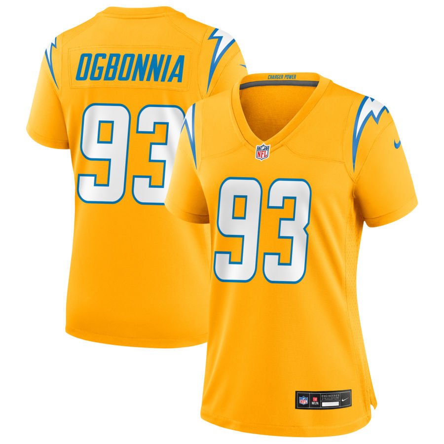 Otito Ogbonnia Women's Nike Gold Los Angeles Chargers Alternate Charger Power Game Custom Jersey