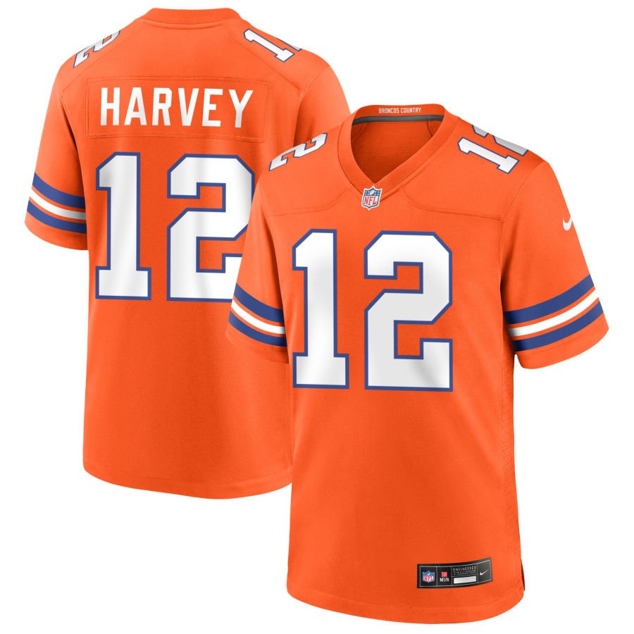 RJ Harvey Men's Nike Orange Denver Broncos Mile High Collection 1977 Throwback Custom Game Jersey