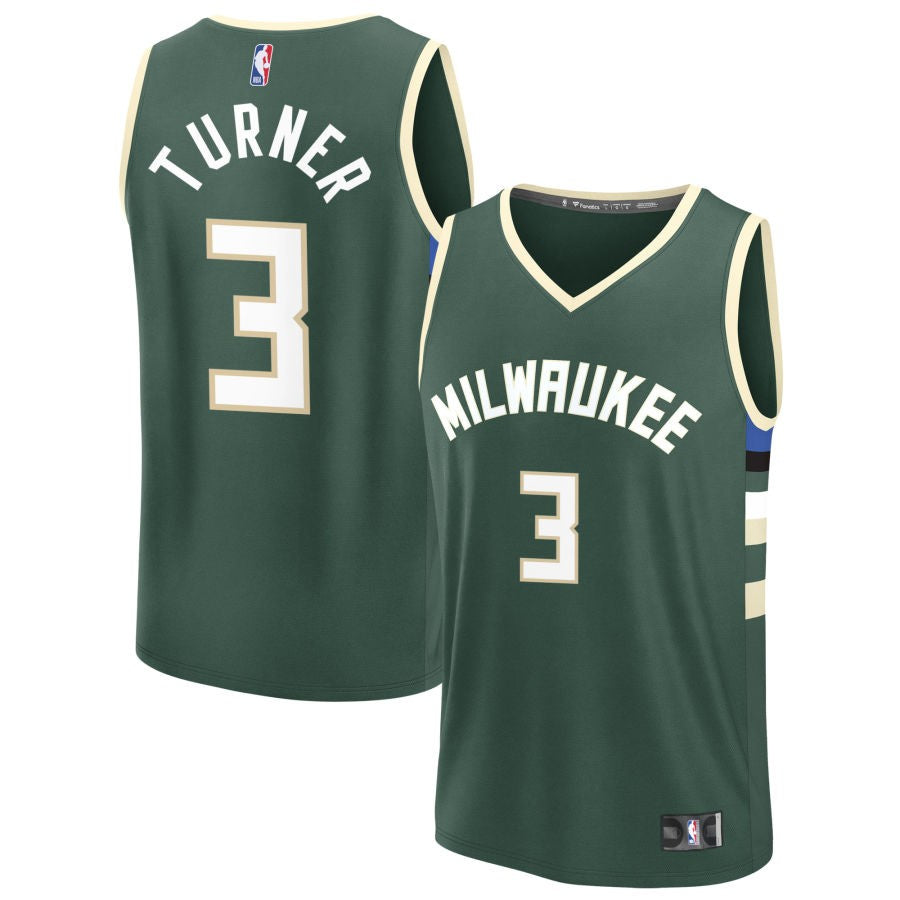 Myles Turner Youth Fanatics Green Milwaukee Bucks Fast Break Custom Replica Jersey - Icon Edition