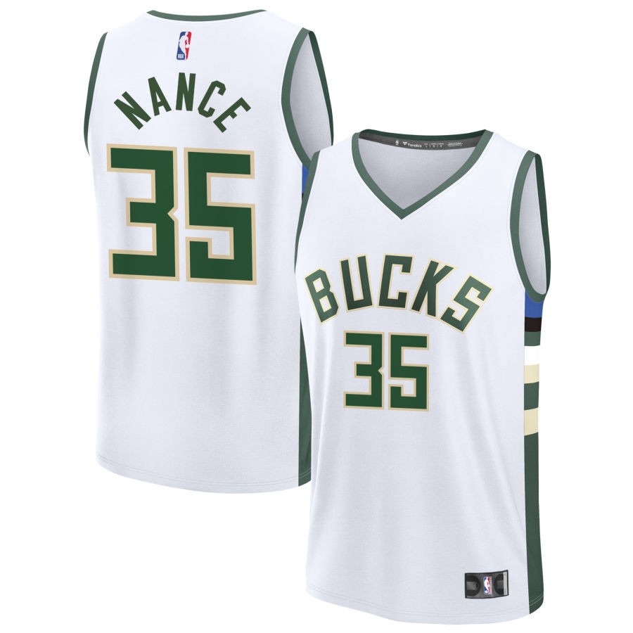 Pete Nance Youth Fanatics White Milwaukee Bucks Fast Break Custom Replica Jersey - Association Edition