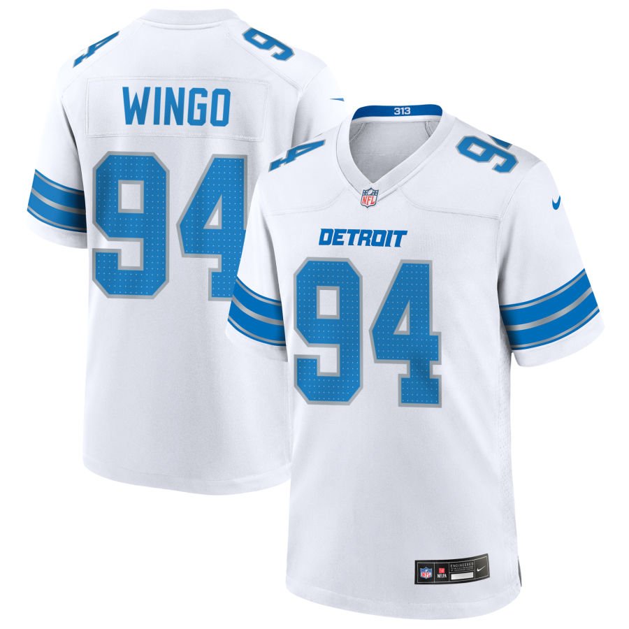 Mekhi Wingo Men's Nike  White Detroit Lions Custom Game Jersey