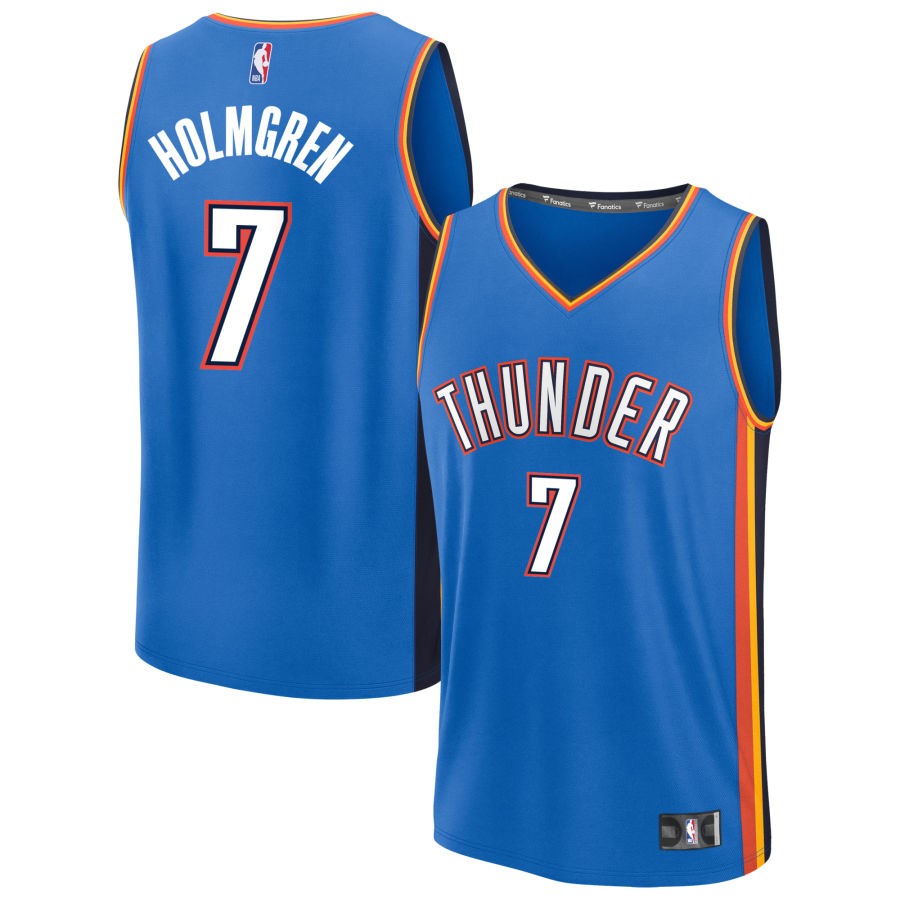 Chet Holmgren Men's Fanatics Blue Oklahoma City Thunder Fast Break Custom Jersey - Icon Edition