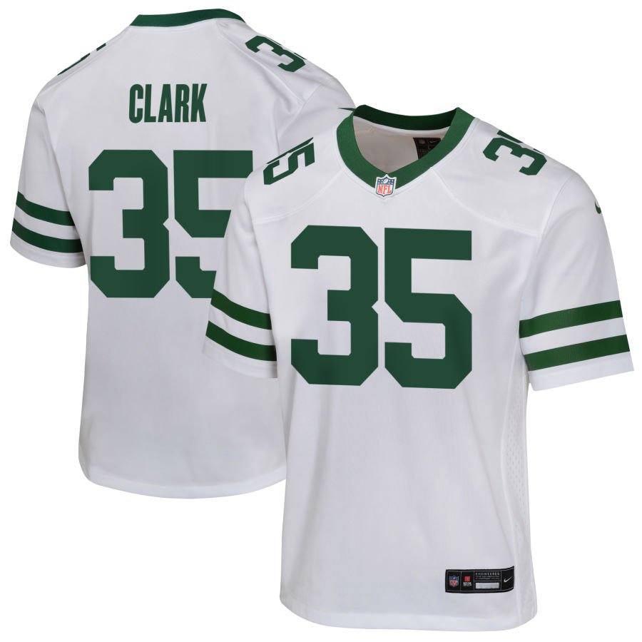 Dean Clark Youth Nike  Legacy White New York Jets Custom Game Jersey