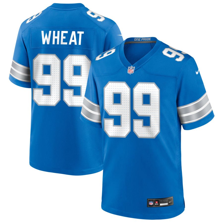 Tyrus Wheat Men's Nike  Blue Detroit Lions Custom Game Jersey