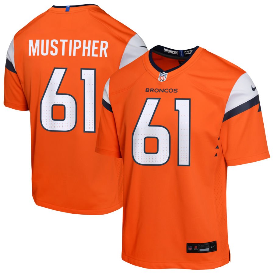 Sam Mustipher Youth Nike Orange Denver Broncos Team Custom Game Jersey