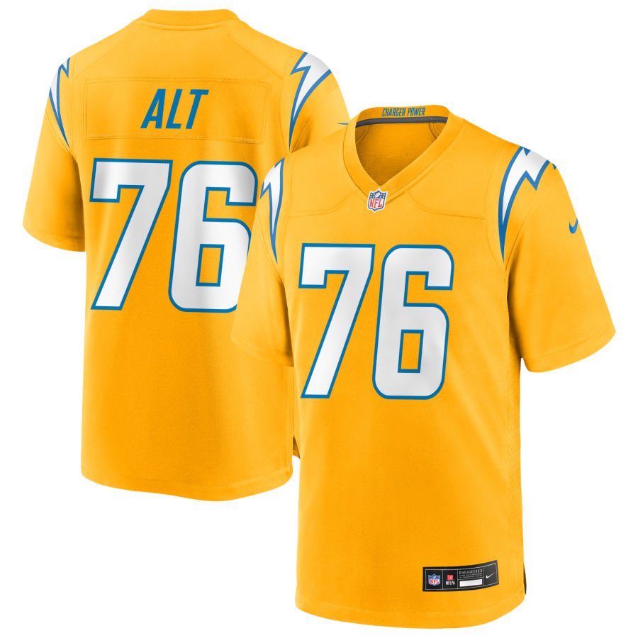 Joe Alt Men's Nike Gold Los Angeles Chargers Alternate Charger Power Game Custom Jersey