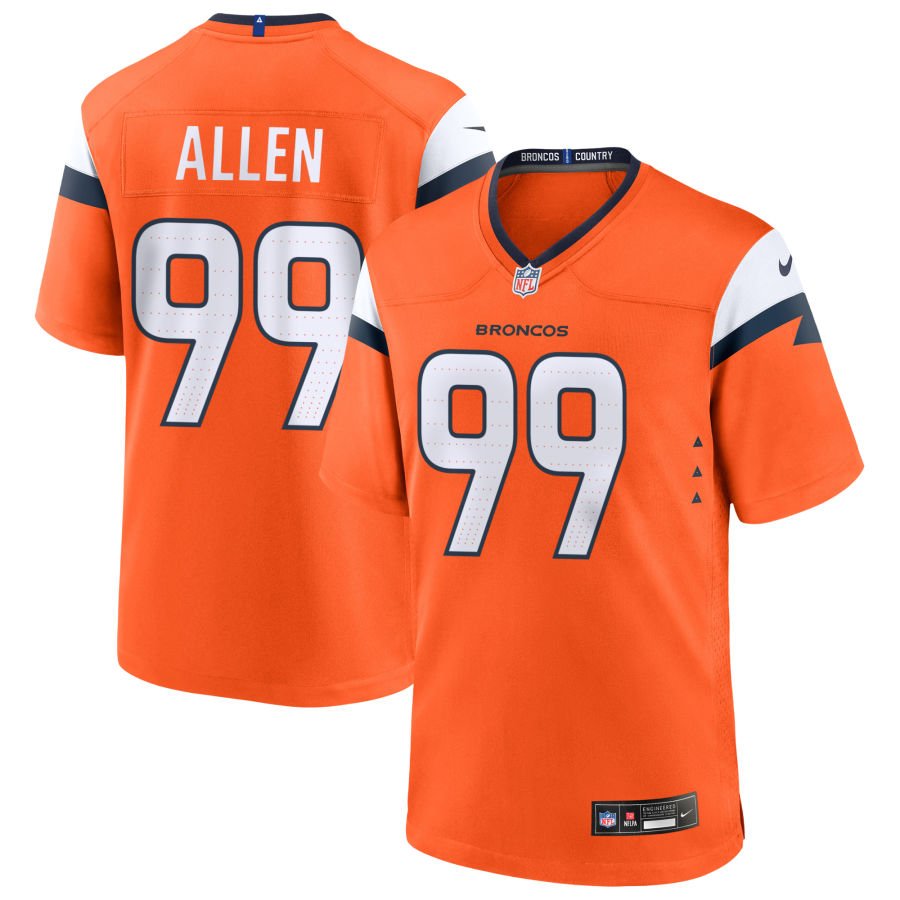 Zach Allen Men's Nike Orange Denver Broncos Team Custom Game Jersey