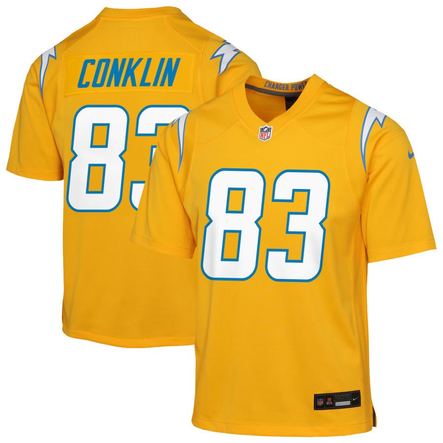 Tyler Conklin Youth Nike Gold Los Angeles Chargers Alternate Charger Power Game Custom Jersey