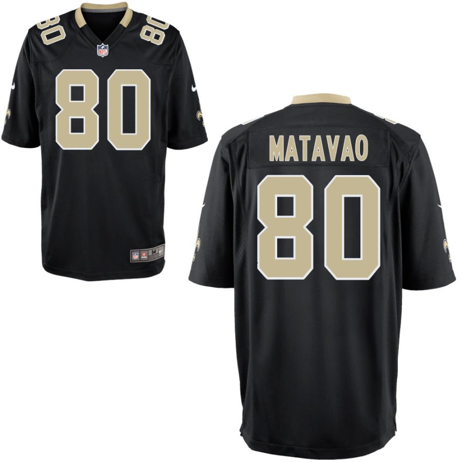 Moliki Matavao Youth Nike Black New Orleans Saints Custom Game Jersey