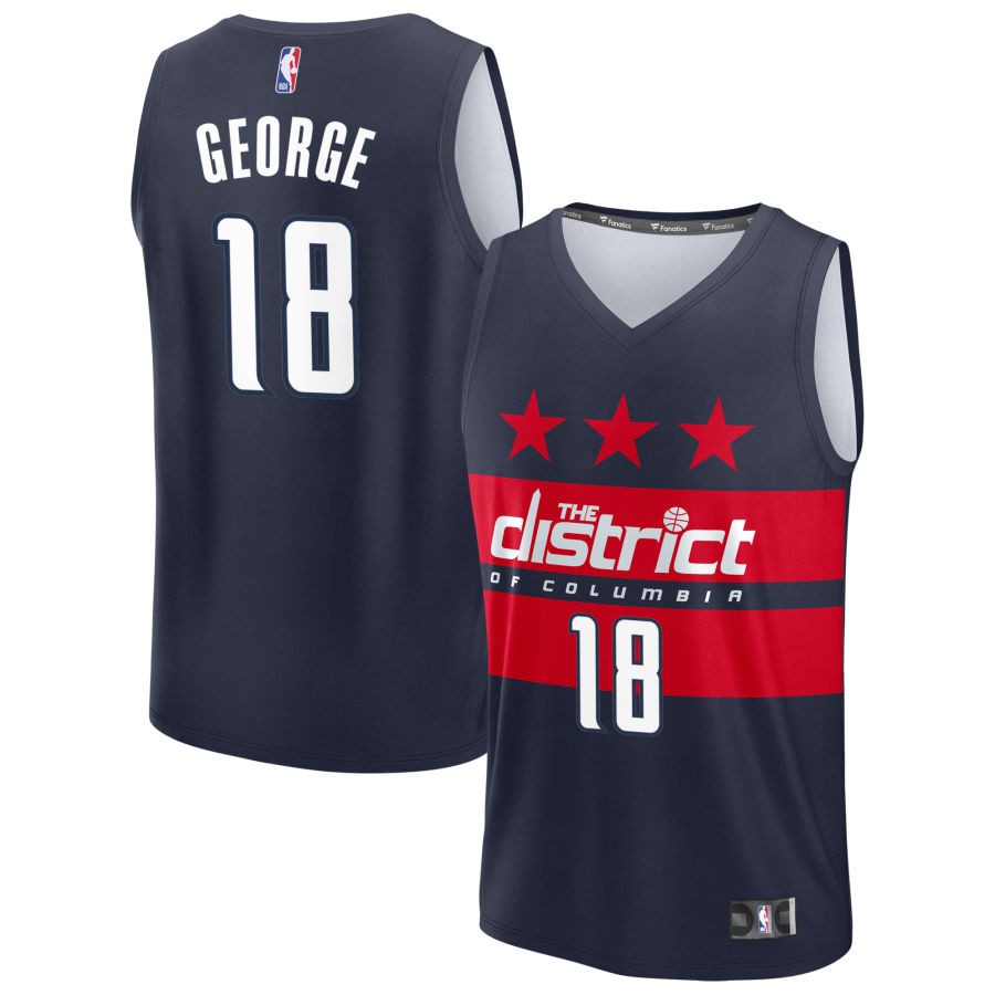 Kyshawn George Youth Fanatics Navy Washington Wizards Fast Break Custom Replica Jersey - Statement Edition