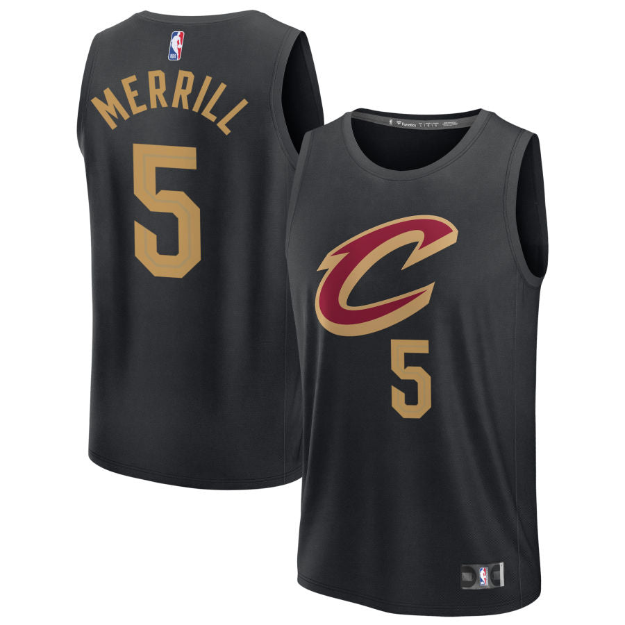 Sam Merrill Youth Fanatics Black Cleveland Cavaliers Fast Break Custom Jersey - Statement Edition