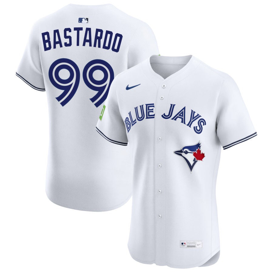 Angel Bastardo Men's Nike White Toronto Blue Jays Home Elite Sponsor Patch Custom Jersey