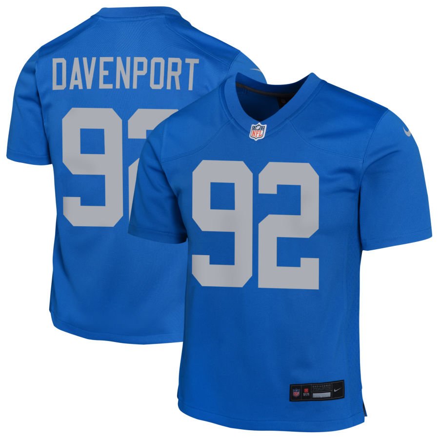 Marcus Davenport Youth Nike Blue Detroit Lions Alternate Custom Game Jersey