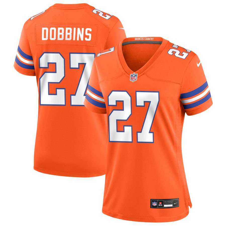 J.K. Dobbins Women's Nike Orange Denver Broncos Mile High Collection 1977 Throwback Custom Game Jersey