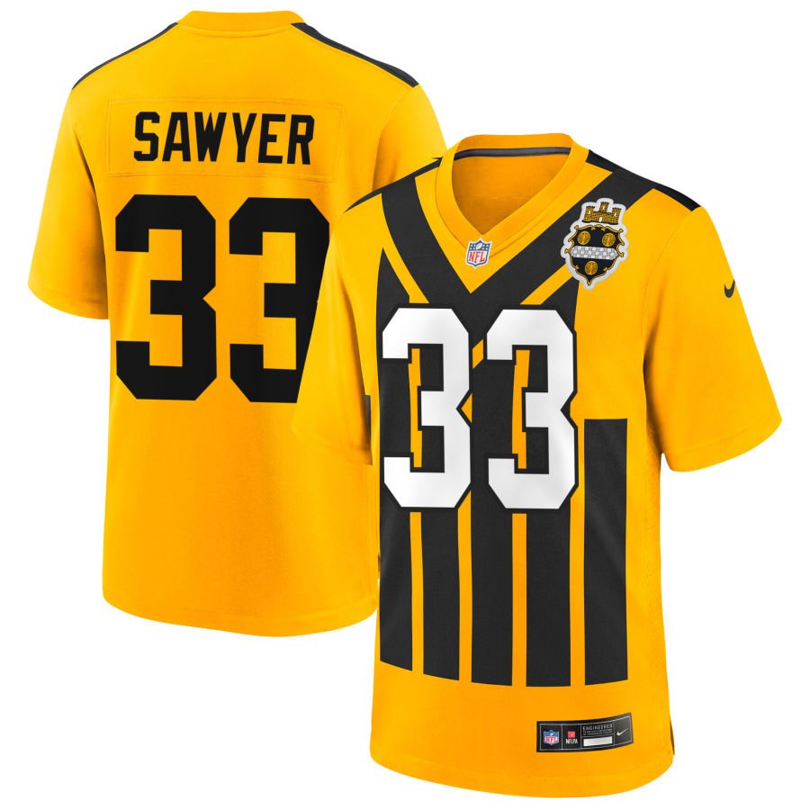 Jack Sawyer Men's Nike Gold Pittsburgh Steelers Alternate 1933 Throwback Game Custom Jersey