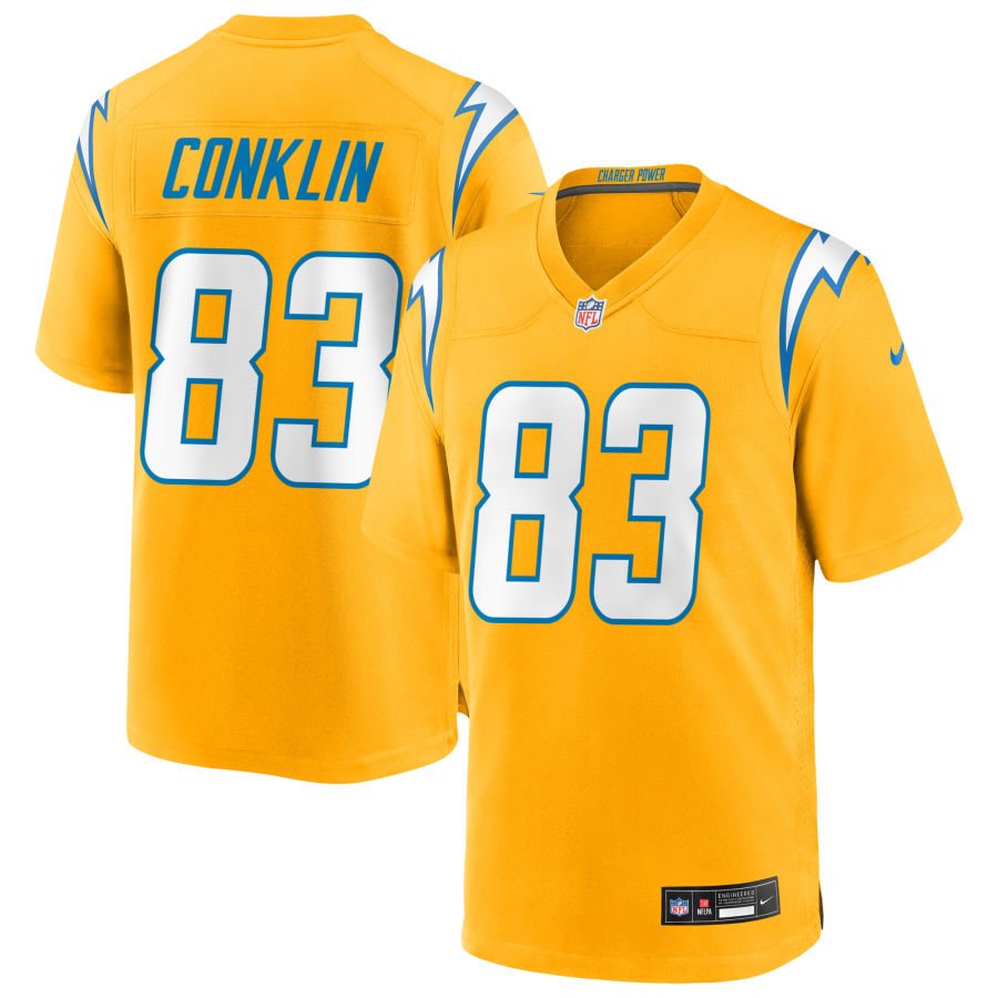Tyler Conklin Men's Nike Gold Los Angeles Chargers Alternate Charger Power Game Custom Jersey