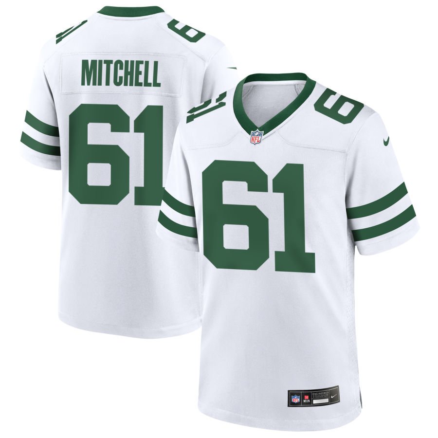 Max Mitchell Men's Nike  Legacy White New York Jets Custom Game Jersey