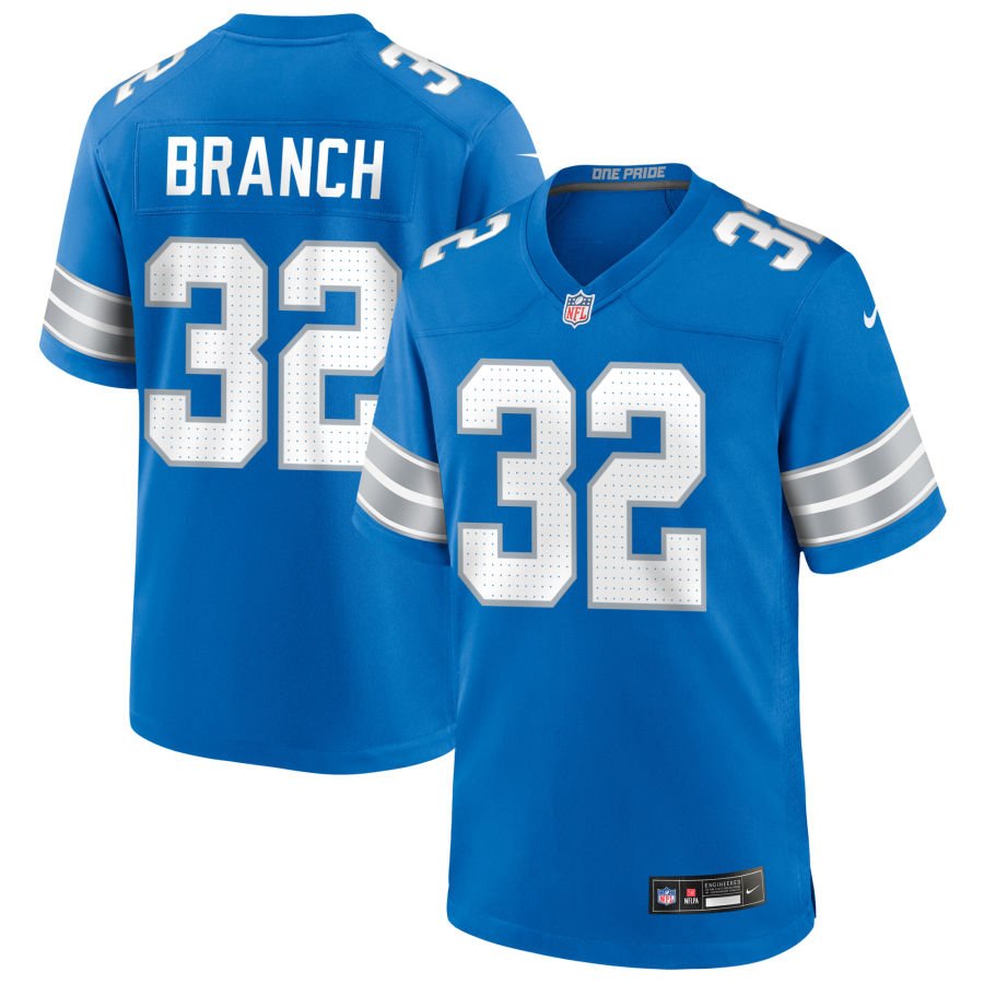 Brian Branch Men's Nike  Blue Detroit Lions Custom Game Jersey