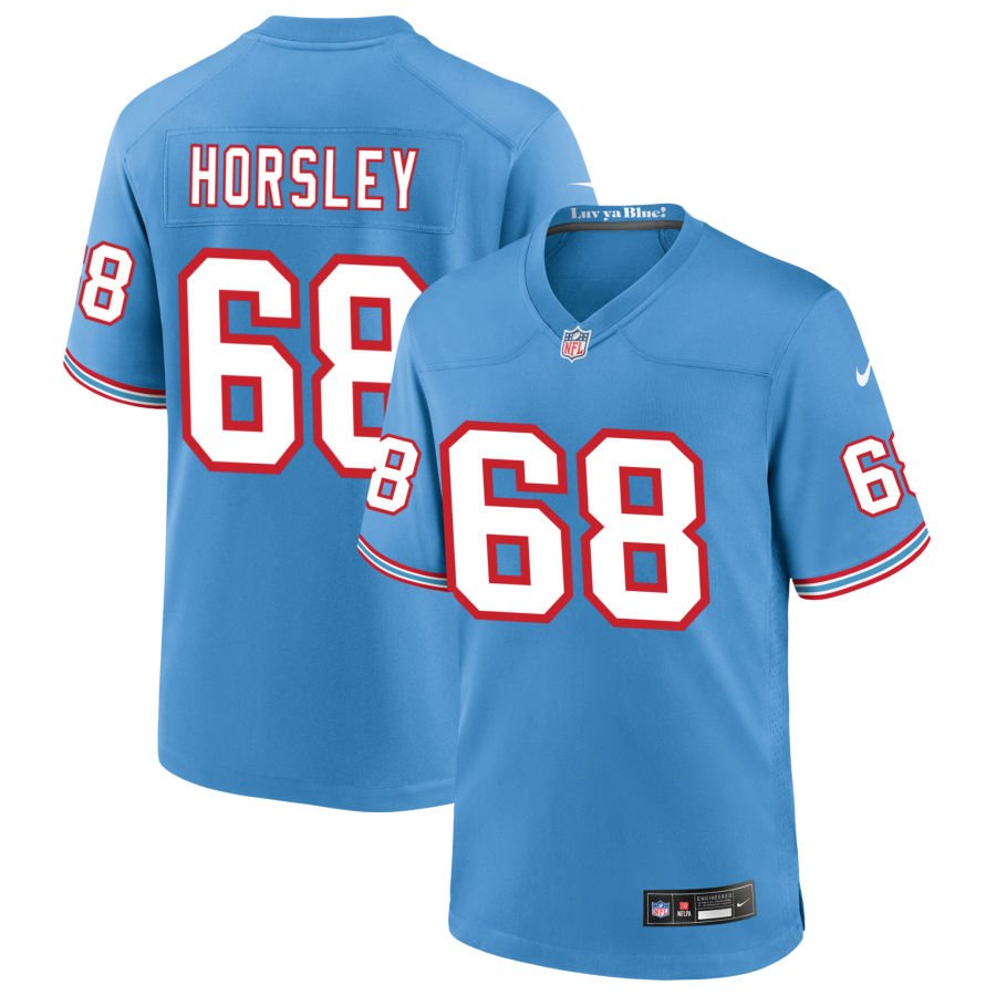 Cam Horsley Men's Nike Light Blue Tennessee Titans Oilers Throwback Custom Game Jersey