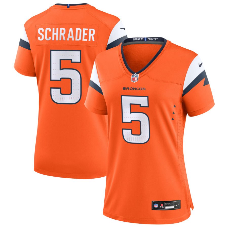 Cody Schrader Women's Nike Orange Denver Broncos Team Custom Game Jersey