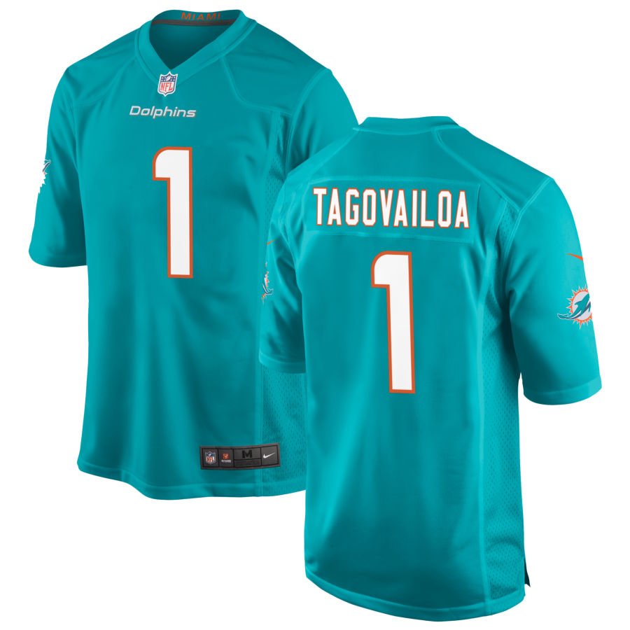 Tua Tagovailoa Men's Nike Aqua Miami Dolphins Custom Game Jersey