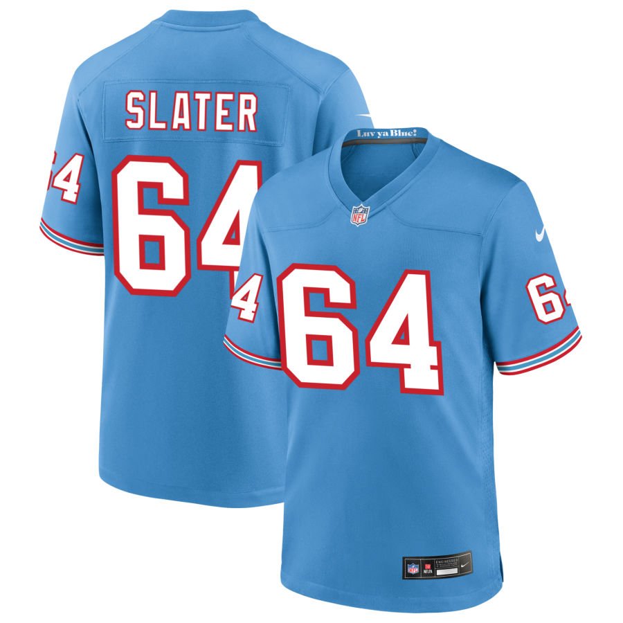 Jackson Slater Men's Nike Light Blue Tennessee Titans Oilers Throwback Custom Game Jersey