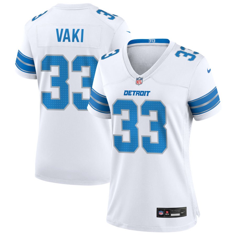 Sione Vaki Women's Nike White Detroit Lions Custom Game Jersey