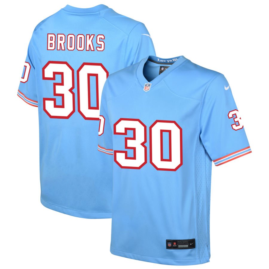 Kendell Brooks Youth Nike Light Blue Tennessee Titans Oilers Throwback Custom Game Jersey