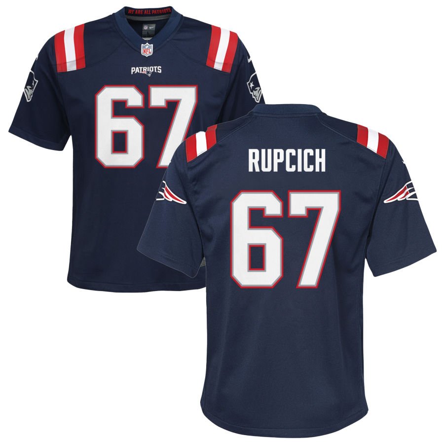 Andrew Rupcich Youth Nike Navy New England Patriots Custom Game Jersey