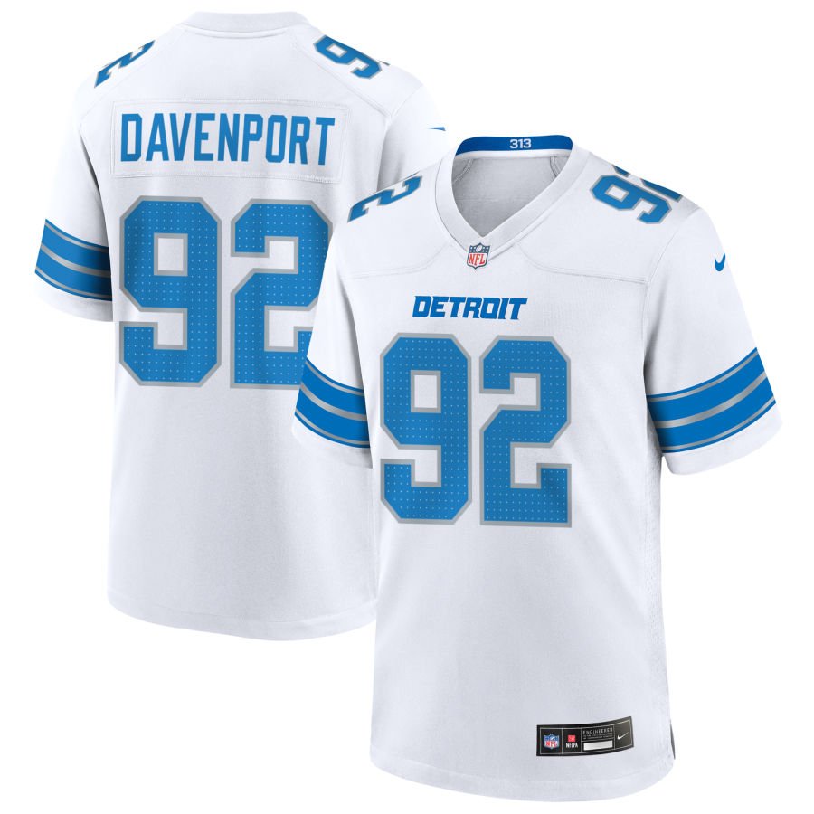 Marcus Davenport Men's Nike  White Detroit Lions Custom Game Jersey