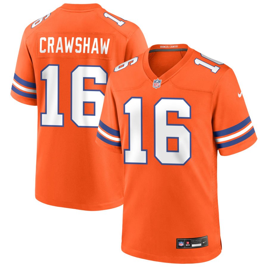 Jeremy Crawshaw Men's Nike Orange Denver Broncos Mile High Collection 1977 Throwback Custom Game Jersey