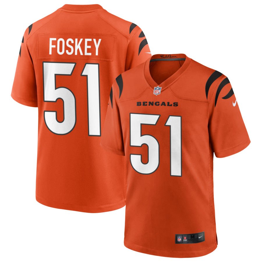 Isaiah Foskey Youth Nike Orange Cincinnati Bengals Alternate Game Custom Jersey