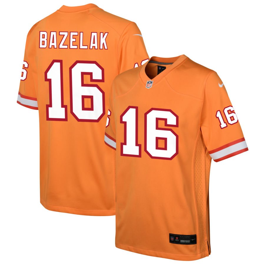 Connor Bazelak Youth Nike Orange Tampa Bay Buccaneers Custom Throwback Game Jersey