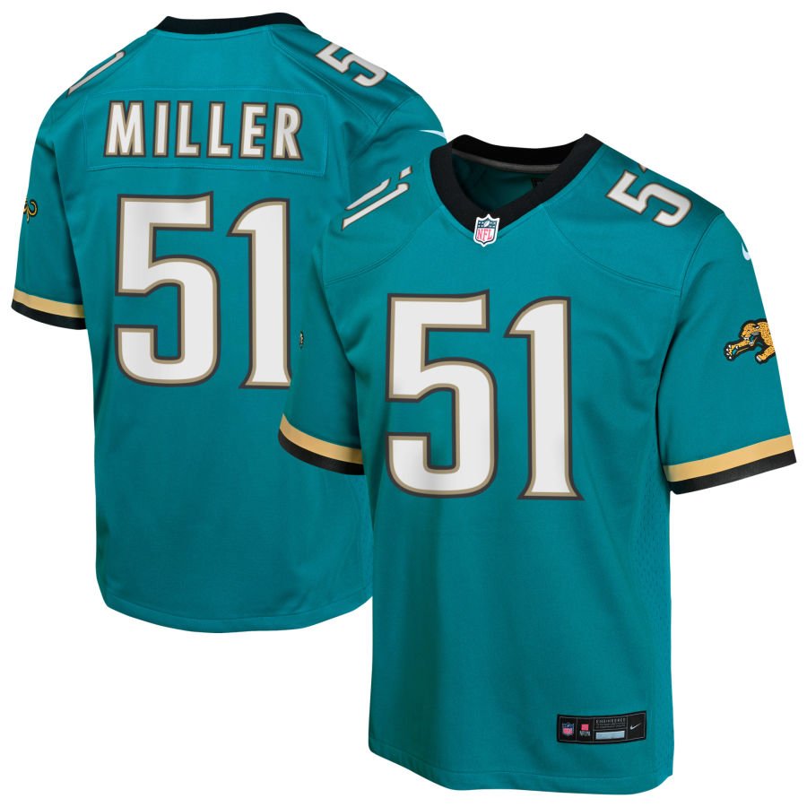 Ventrell Miller Youth Nike Teal Jacksonville Jaguars Prowler Throwback Custom Game Jersey