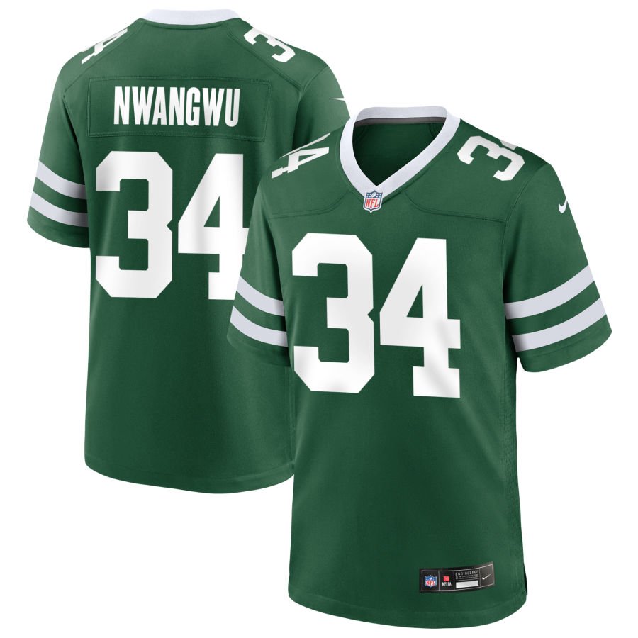 Kene Nwangwu Men's Nike  Legacy Green New York Jets Custom Game Jersey