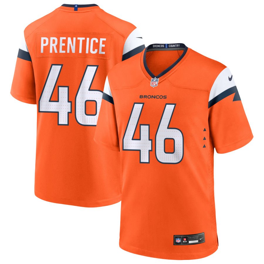 Adam Prentice Men's Nike Orange Denver Broncos Team Custom Game Jersey
