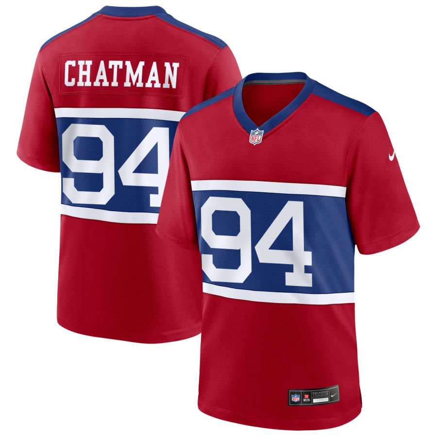 Elijah Chatman Men's Nike  Century Red New York Giants Alternate Game Custom Jersey